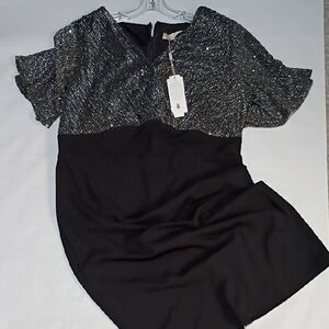 Shimmering Black and Silver Midi Dress Dropping Prices On All Dresses
